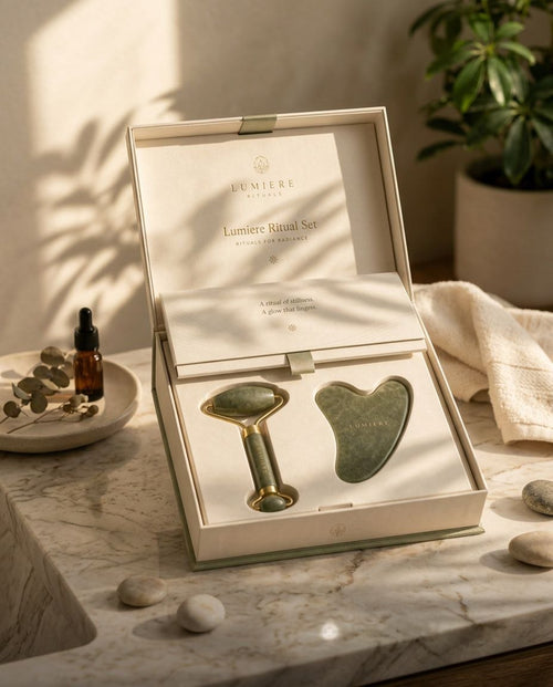 Lumière Ritual Set — jade roller and gua sha in keepsake box
