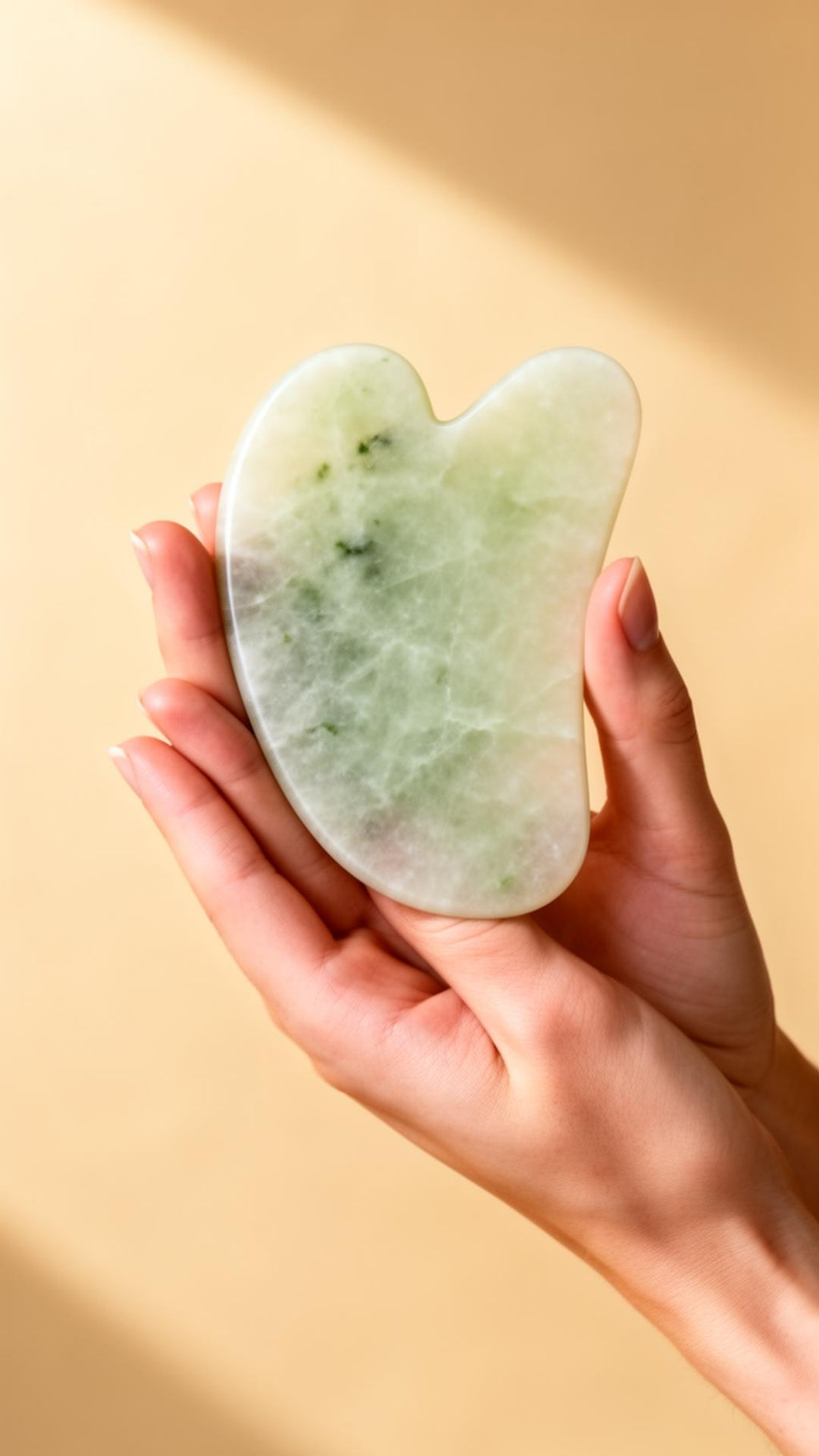 Holding the gua sha stone