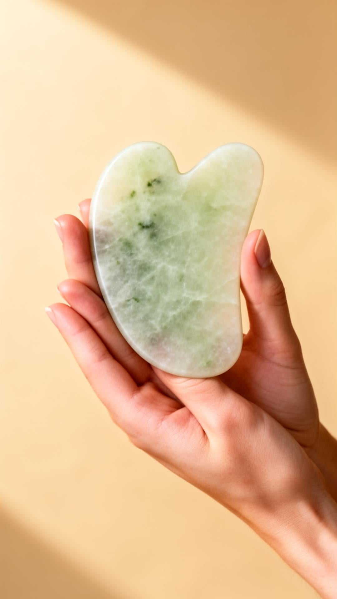 Holding the gua sha stone